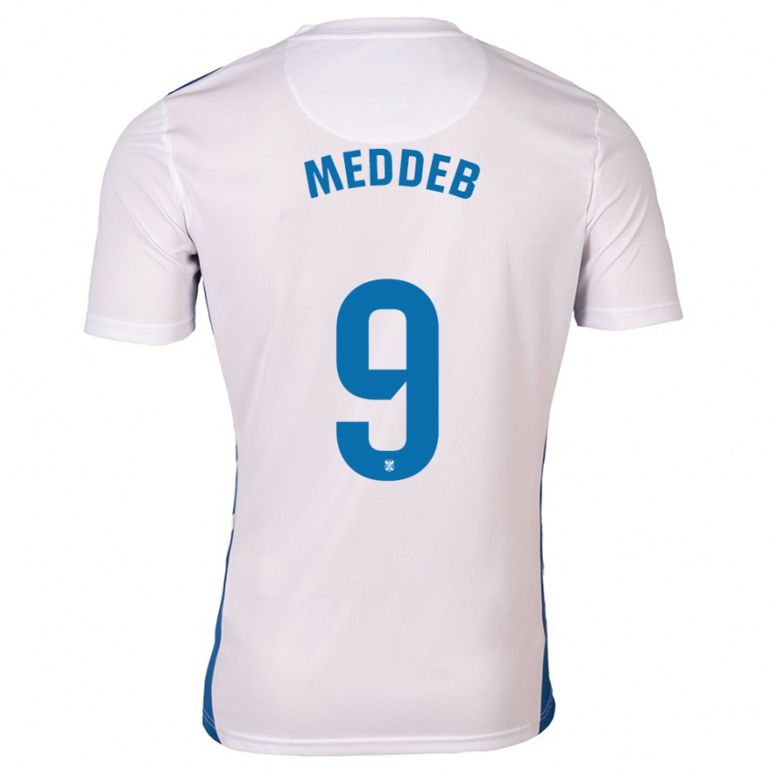 ילדים Walid Meddeb #9 לבן כחול ג'רזי ביתית 2025/26 חולצה קצרה