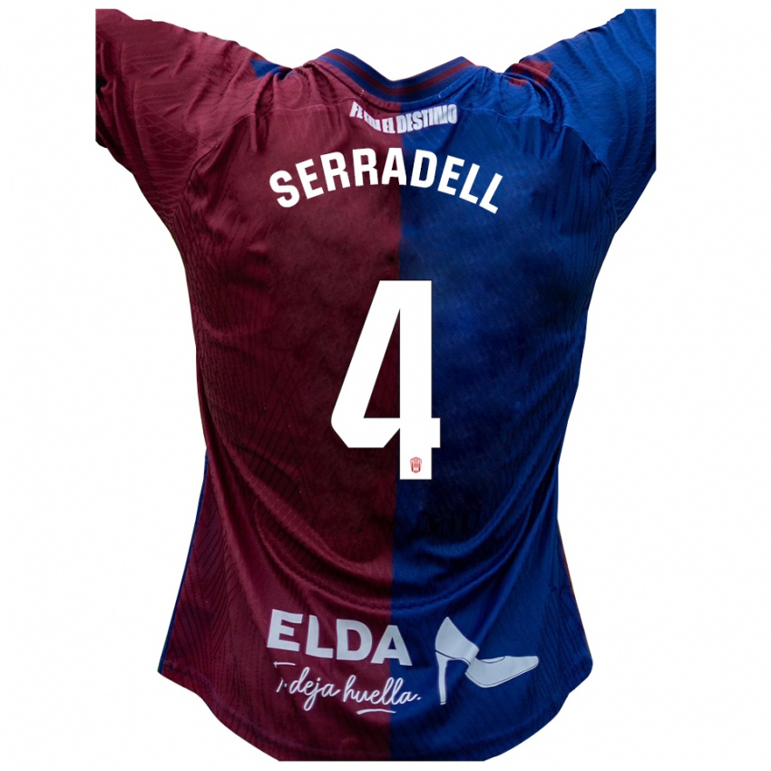 ילדים Álex Serradell #4 כחול אדום ג'רזי ביתית 2025/26 חולצה קצרה