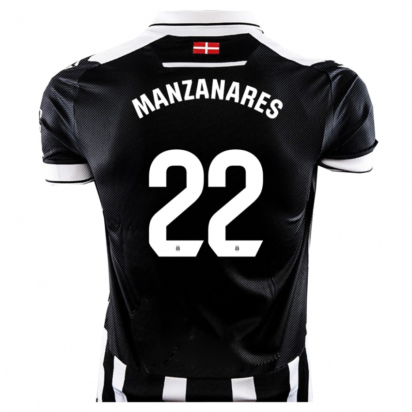 ילדים Dani Manzanares #22 שחור לבן ג'רזי ביתית 2025/26 חולצה קצרה