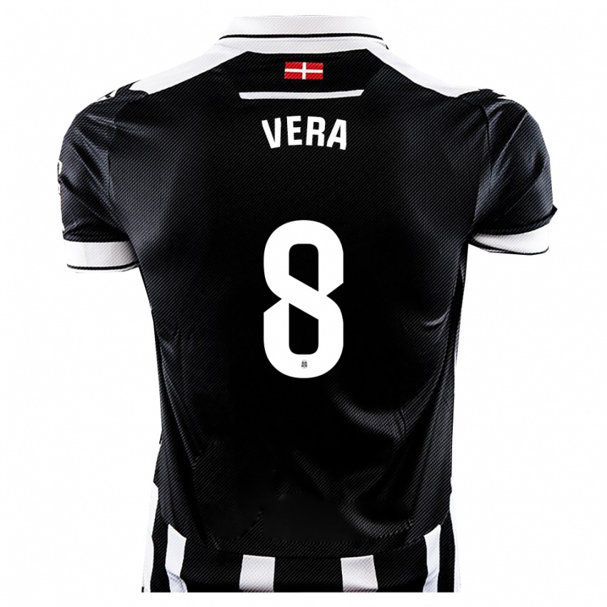 ילדים Juanfran Vera #8 שחור לבן ג'רזי ביתית 2025/26 חולצה קצרה