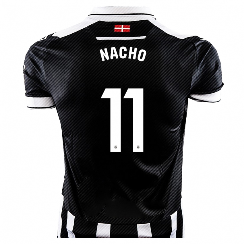 ילדים Nacho Sánchez #11 שחור לבן ג'רזי ביתית 2025/26 חולצה קצרה