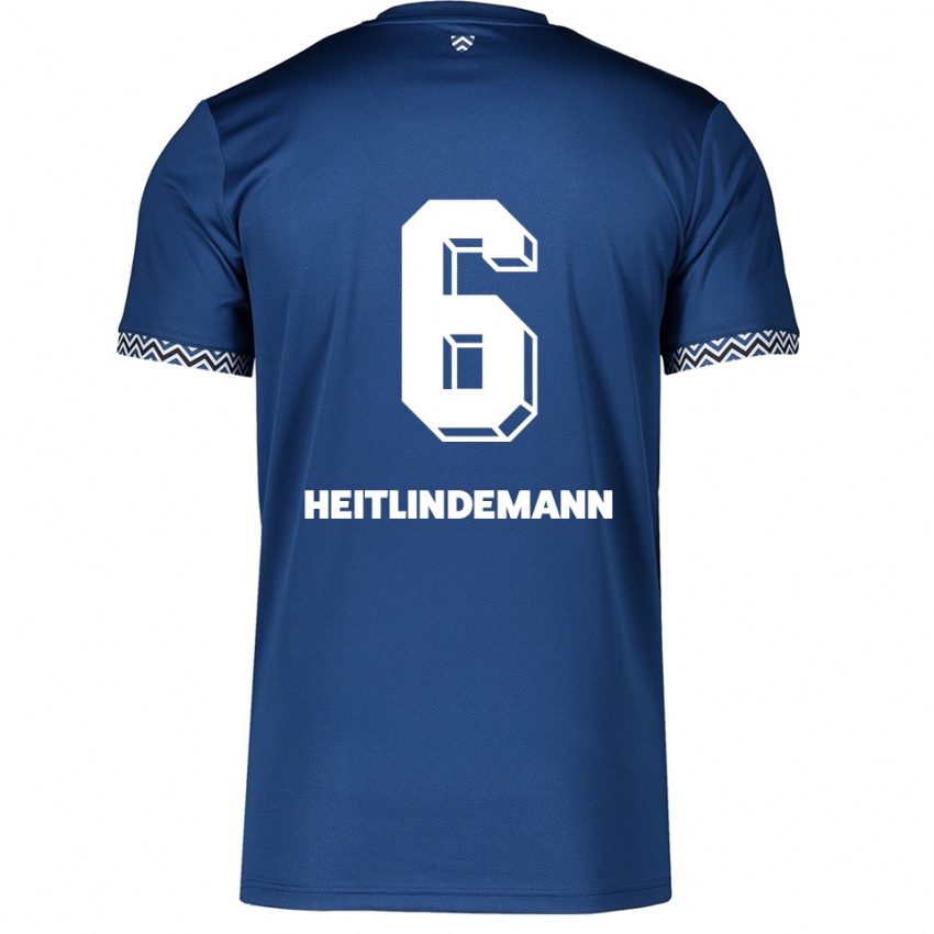 ילדים Leonie Heitlindemann #6 כחול נייבי לבן ג'רזי ביתית 2025/26 חולצה קצרה