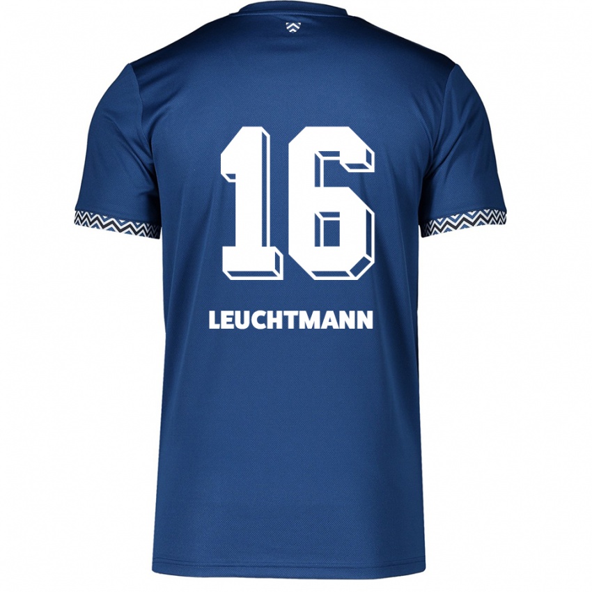 ילדים Jana Leuchtmann #16 כחול נייבי לבן ג'רזי ביתית 2025/26 חולצה קצרה