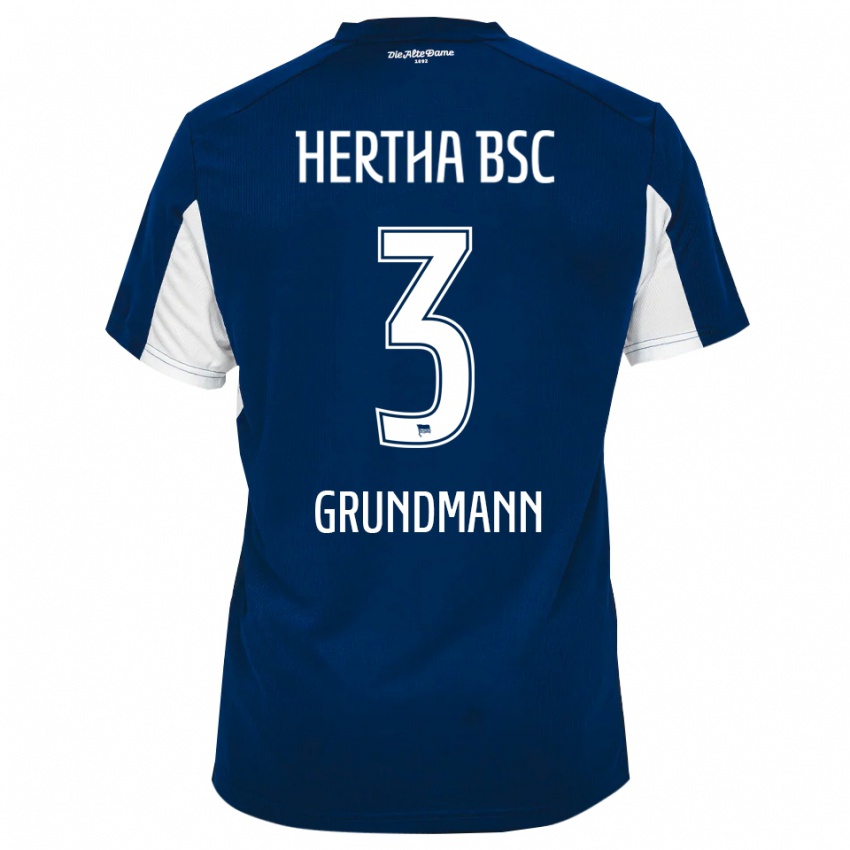 ילדים לאון גרונדמן #3 לבן כחול ג'רזי ביתית 2025/26 חולצה קצרה