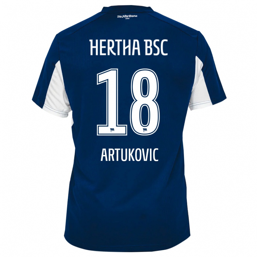 ילדים Ardian Artukovic #18 לבן כחול ג'רזי ביתית 2025/26 חולצה קצרה