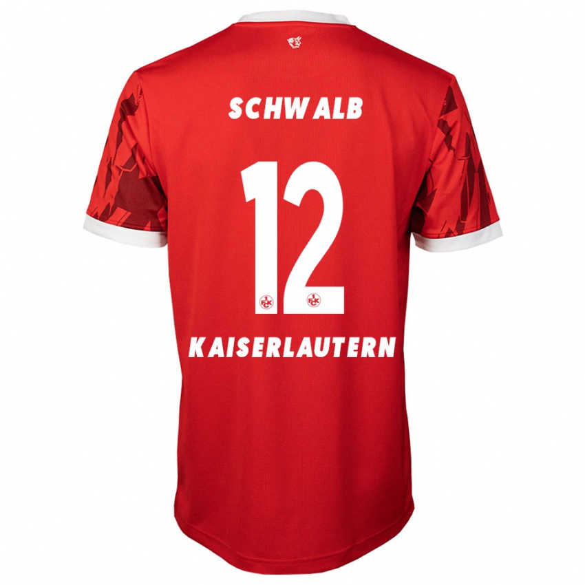 ילדים יאניק שוואלב #12 אדום לבן ג'רזי ביתית 2025/26 חולצה קצרה