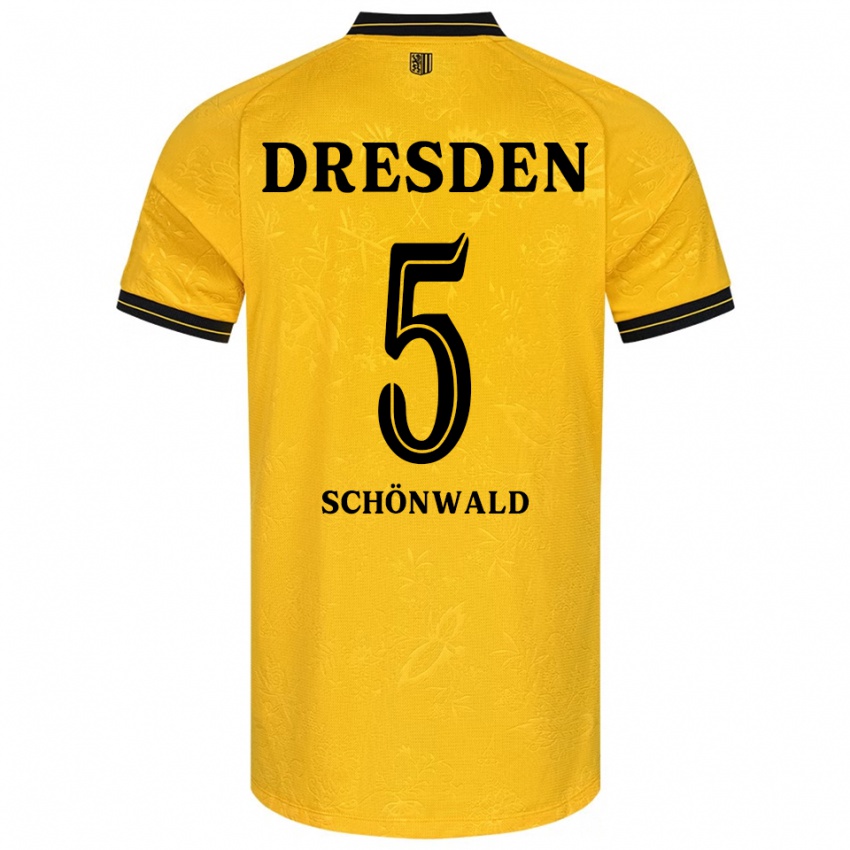 ילדים Laurin Schönwald #5 צהוב שחור ג'רזי ביתית 2025/26 חולצה קצרה