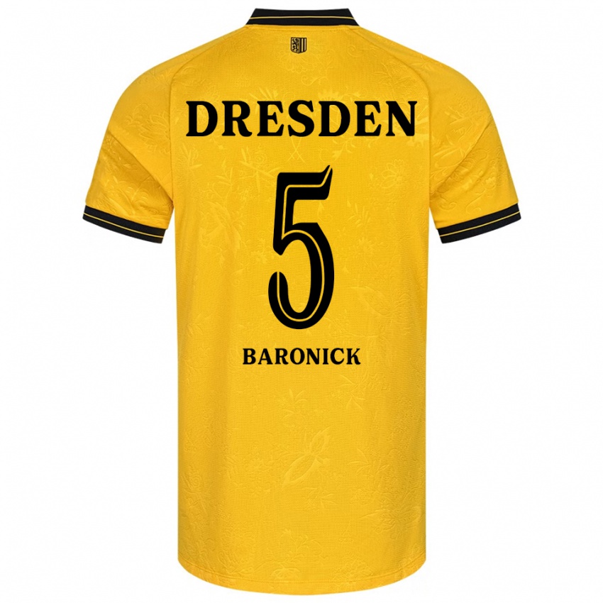 ילדים Kurt Baronick #5 צהוב שחור ג'רזי ביתית 2025/26 חולצה קצרה