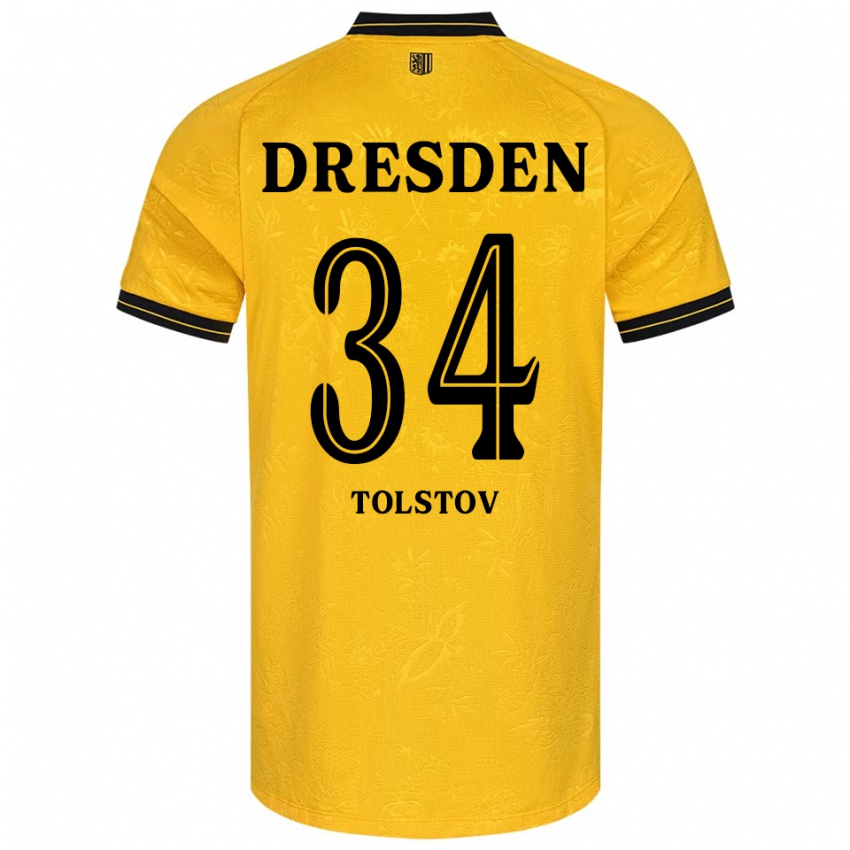 ילדים Maik Tolstov #34 צהוב שחור ג'רזי ביתית 2025/26 חולצה קצרה