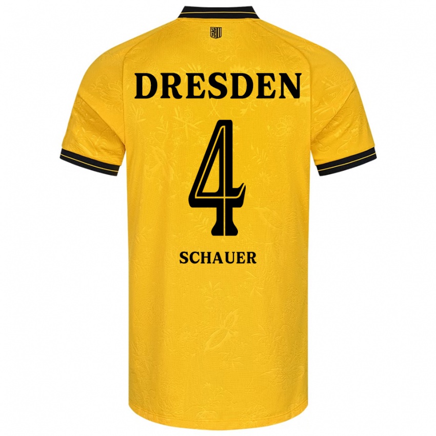 ילדים Maurice Schauer #4 צהוב שחור ג'רזי ביתית 2025/26 חולצה קצרה