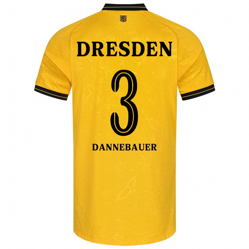 ילדים Elias Dannebauer #3 צהוב שחור ג'רזי ביתית 2025/26 חולצה קצרה