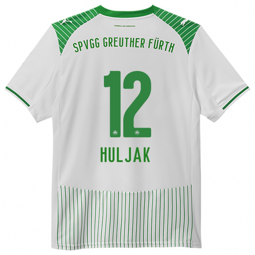 ילדים דומיניק הוליאק #12 לבן ירוק ג'רזי ביתית 2025/26 חולצה קצרה