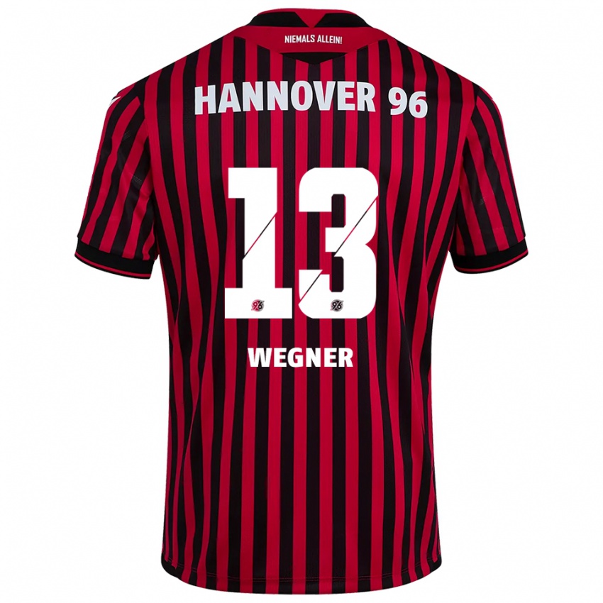 ילדים Ole Wegner #13 אדום שחור ג'רזי ביתית 2025/26 חולצה קצרה