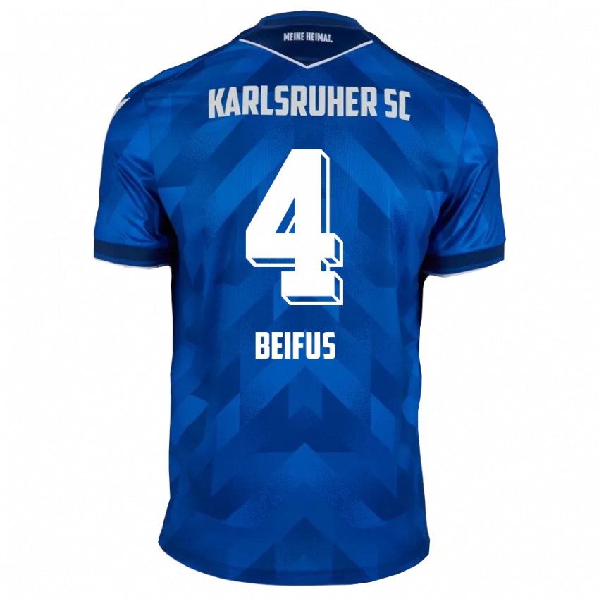 ילדים מרסל בייפוס #4 כחול לבן ג'רזי ביתית 2025/26 חולצה קצרה