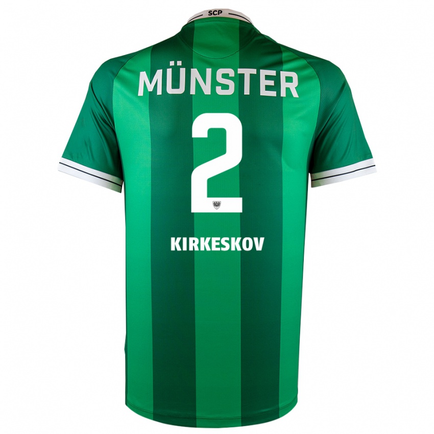 ילדים Mikkel Kirkeskov #2 ירוק לבן ג'רזי ביתית 2025/26 חולצה קצרה