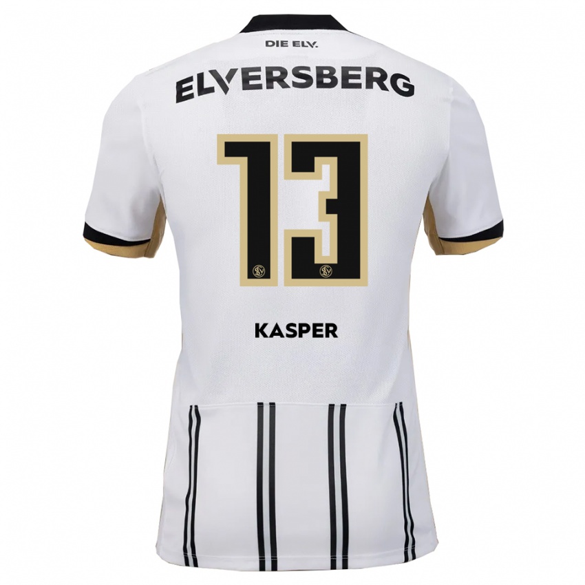 ילדים Yannik Kasper #13 לבן שחור ג'רזי ביתית 2025/26 חולצה קצרה