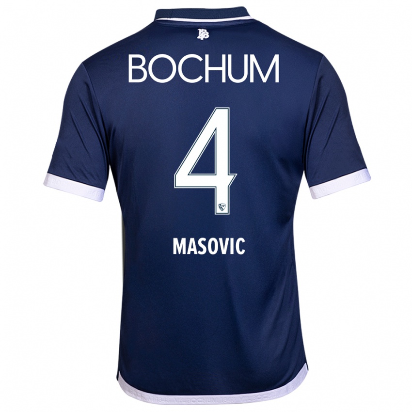 ילדים ארהאן מאסוביץ' #4 כחול נייבי לבן ג'רזי ביתית 2025/26 חולצה קצרה