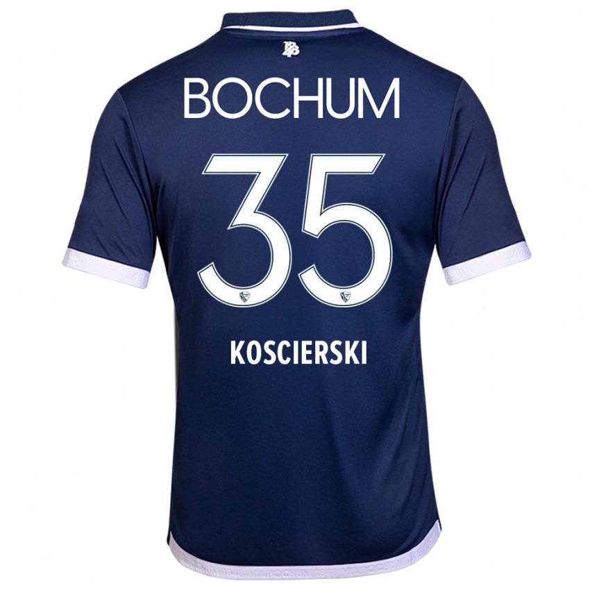 ילדים Kacper Koscierski #35 כחול נייבי לבן ג'רזי ביתית 2025/26 חולצה קצרה