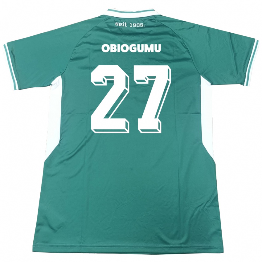 ילדים Uche Obiogumu #27 ירוק לבן ג'רזי ביתית 2025/26 חולצה קצרה