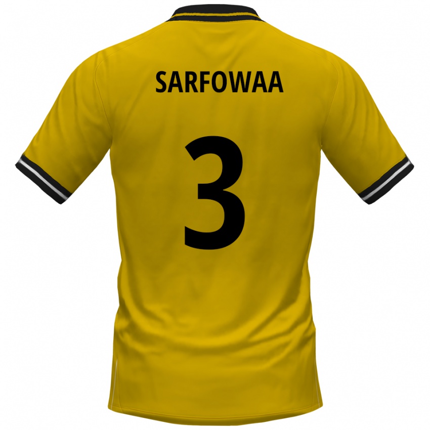 ילדים Christian Sarfowaa #3 צהוב שחור ג'רזי ביתית 2025/26 חולצה קצרה