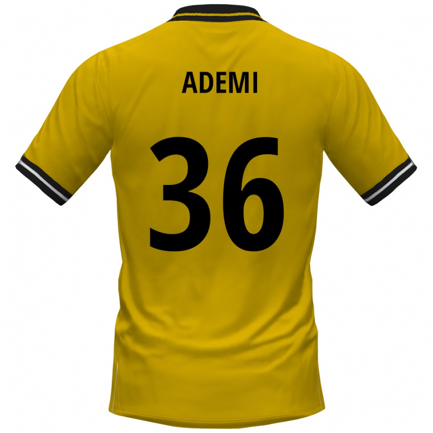 ילדים Faton Ademi #36 צהוב שחור ג'רזי ביתית 2025/26 חולצה קצרה