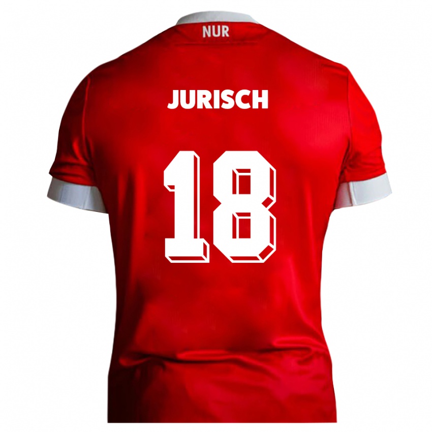 ילדים Max Jurisch #18 אדום לבן ג'רזי ביתית 2025/26 חולצה קצרה