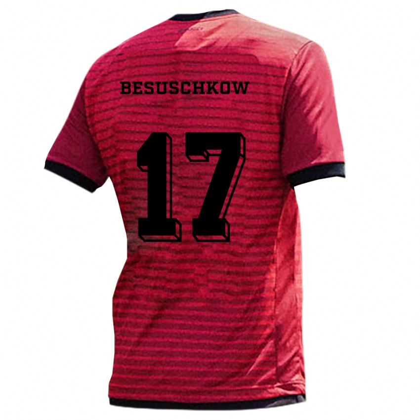 ילדים Max Besuschkow #17 אדום שחור ג'רזי ביתית 2025/26 חולצה קצרה