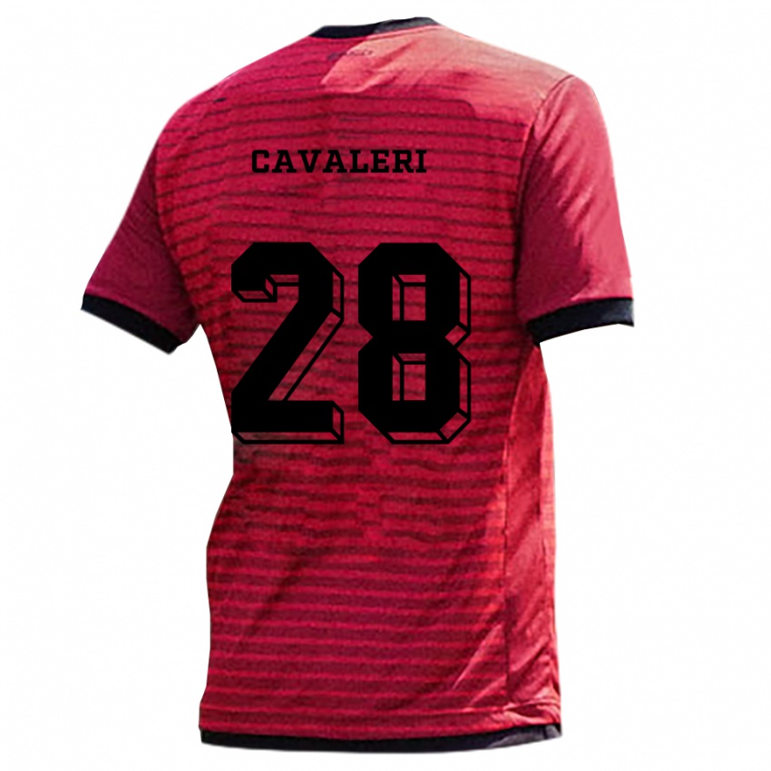 ילדים Salvatore Cavaleri #28 אדום שחור ג'רזי ביתית 2025/26 חולצה קצרה