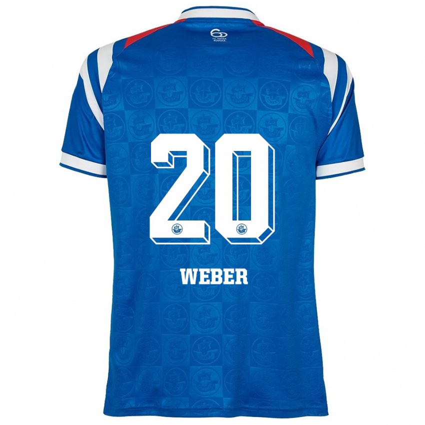 ילדים Caden Weber #20 כחול לבן אדום ג'רזי ביתית 2025/26 חולצה קצרה