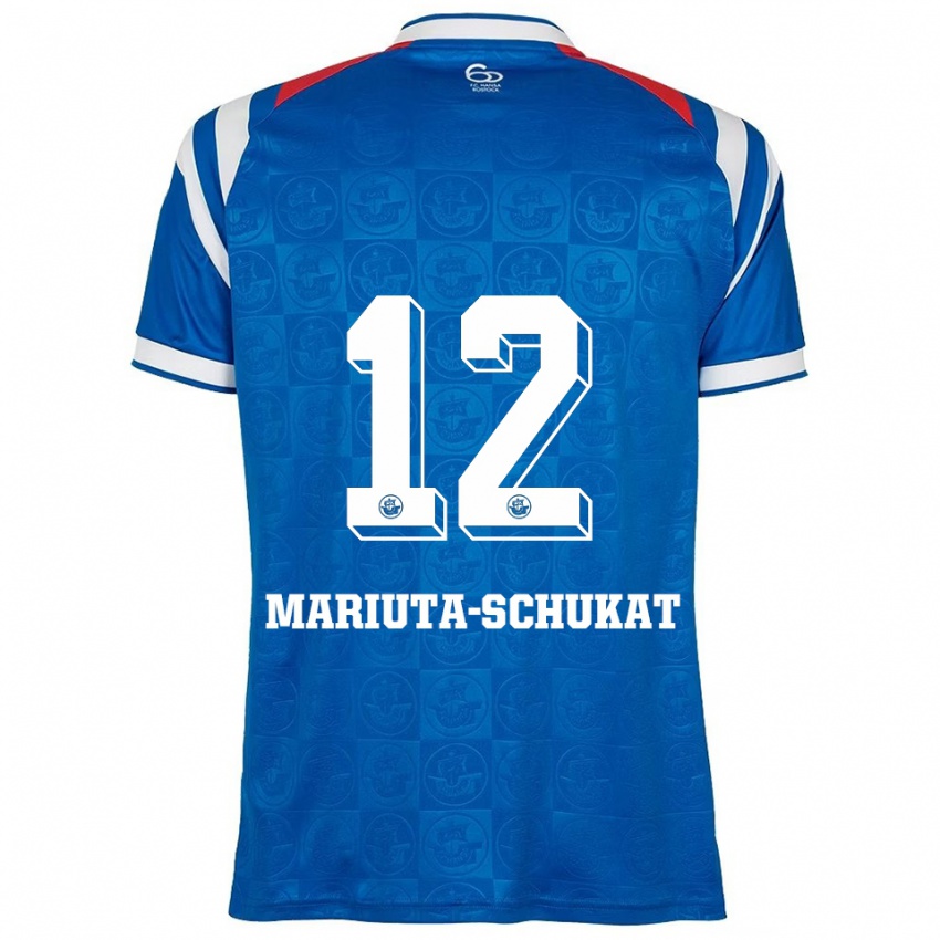 ילדים Lara Mariuta-Schukat #12 כחול לבן אדום ג'רזי ביתית 2025/26 חולצה קצרה