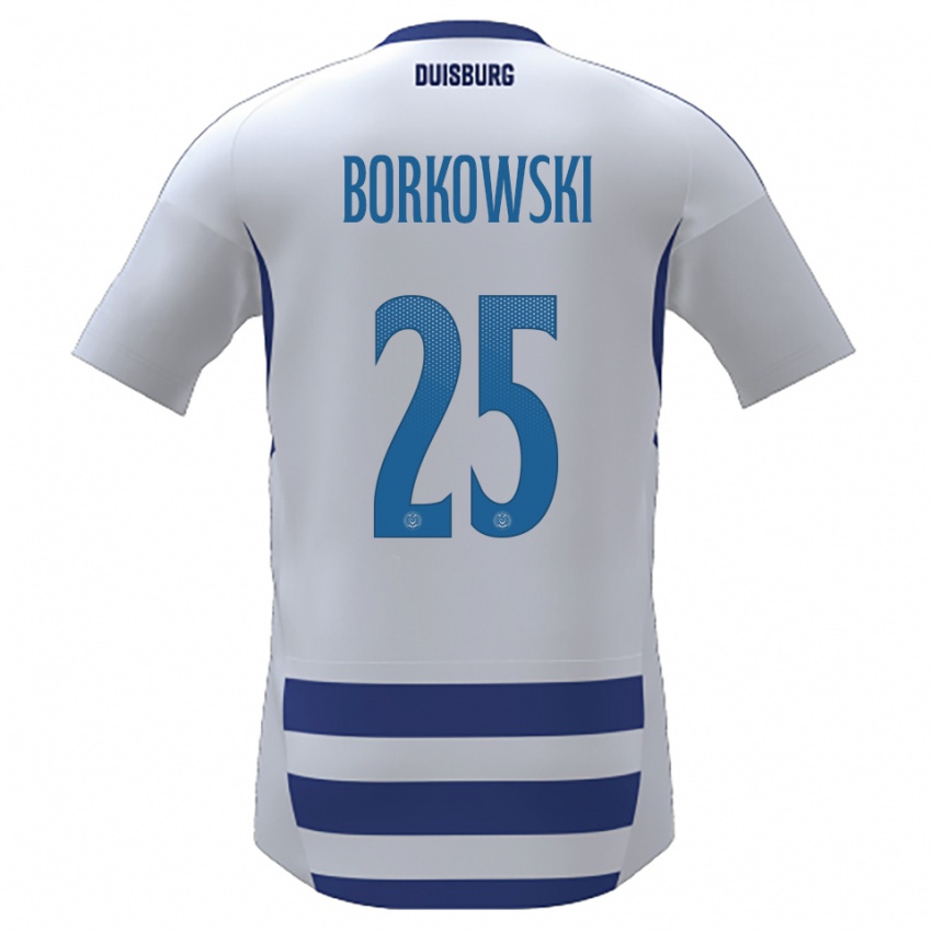 ילדים דניס בורקובסקי #25 לבן כחול ג'רזי ביתית 2025/26 חולצה קצרה