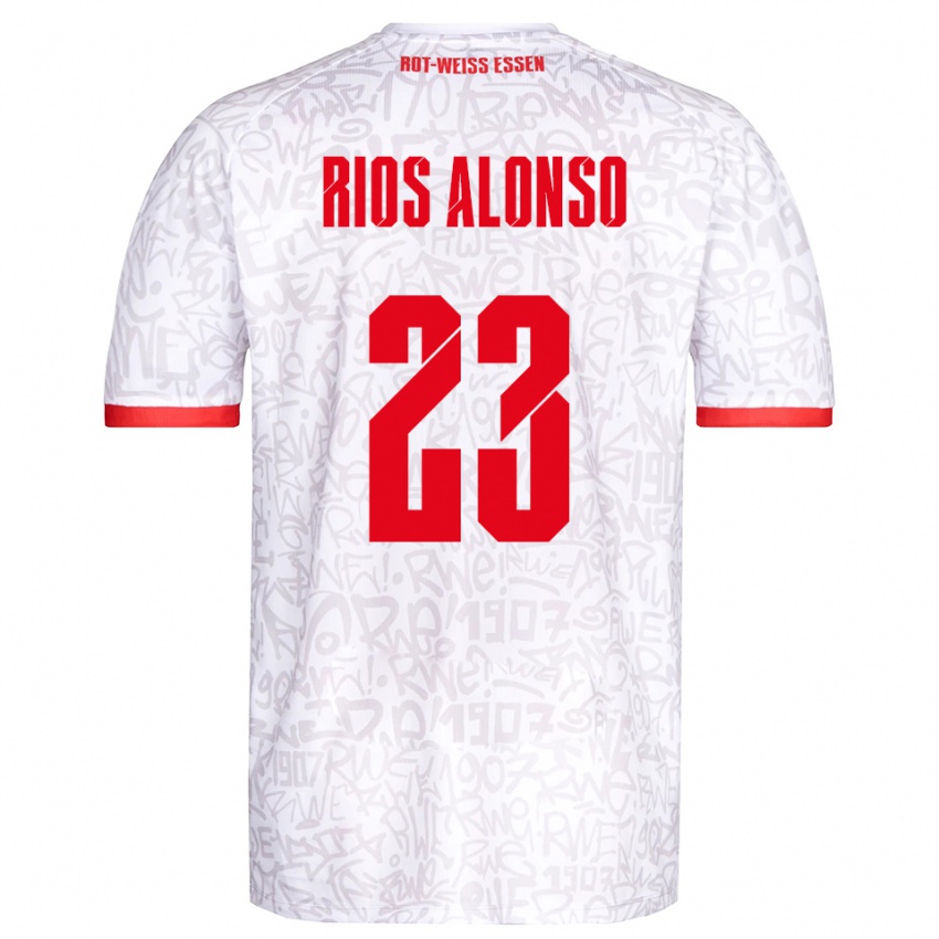 ילדים חוסה-אנריק ריוס אלונסו #23 לבן אדום ג'רזי ביתית 2025/26 חולצה קצרה