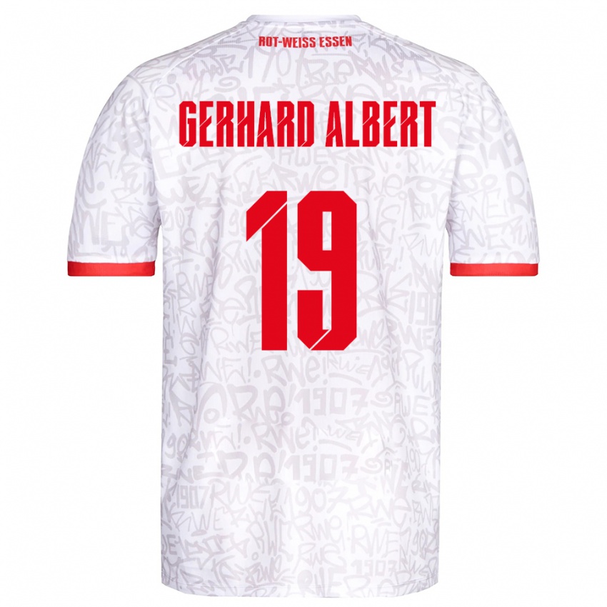 ילדים Naufal Driss Gerhard Albert #19 לבן אדום ג'רזי ביתית 2025/26 חולצה קצרה