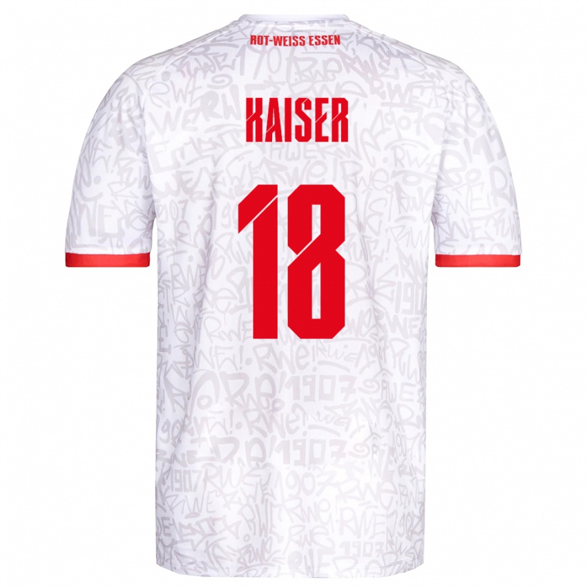 ילדים נילס פלוריאן קייזר #18 לבן אדום ג'רזי ביתית 2025/26 חולצה קצרה
