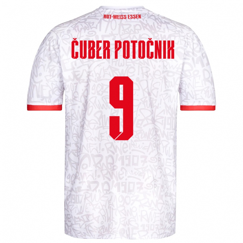 ילדים Jaka Cuber Potocnik #9 לבן אדום ג'רזי ביתית 2025/26 חולצה קצרה