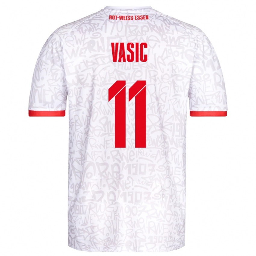 ילדים Fadih Vasic #11 לבן אדום ג'רזי ביתית 2025/26 חולצה קצרה