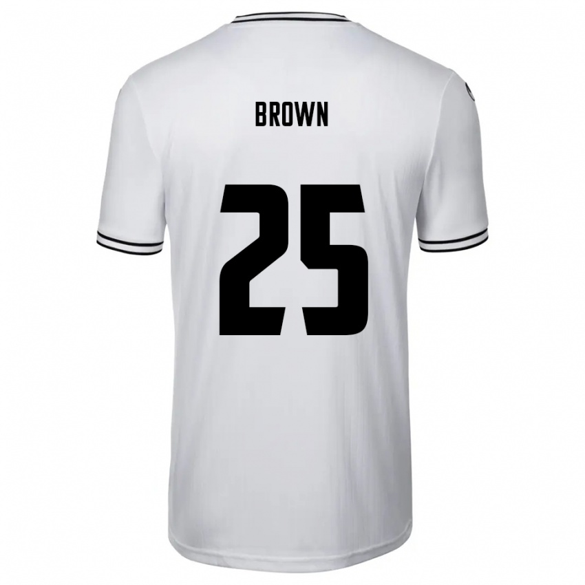 ילדים Evan Brown #25 לבן שחור ג'רזי ביתית 2025/26 חולצה קצרה