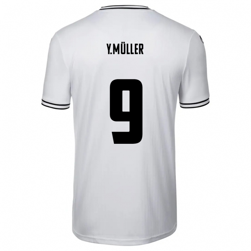 ילדים Yannick Müller #9 לבן שחור ג'רזי ביתית 2025/26 חולצה קצרה