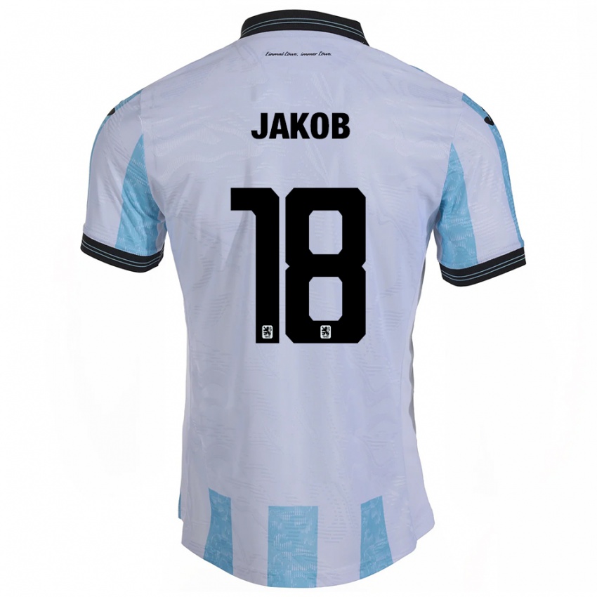 ילדים קיליאן ג׳אקוב #18 לבן תכלת ג'רזי ביתית 2025/26 חולצה קצרה