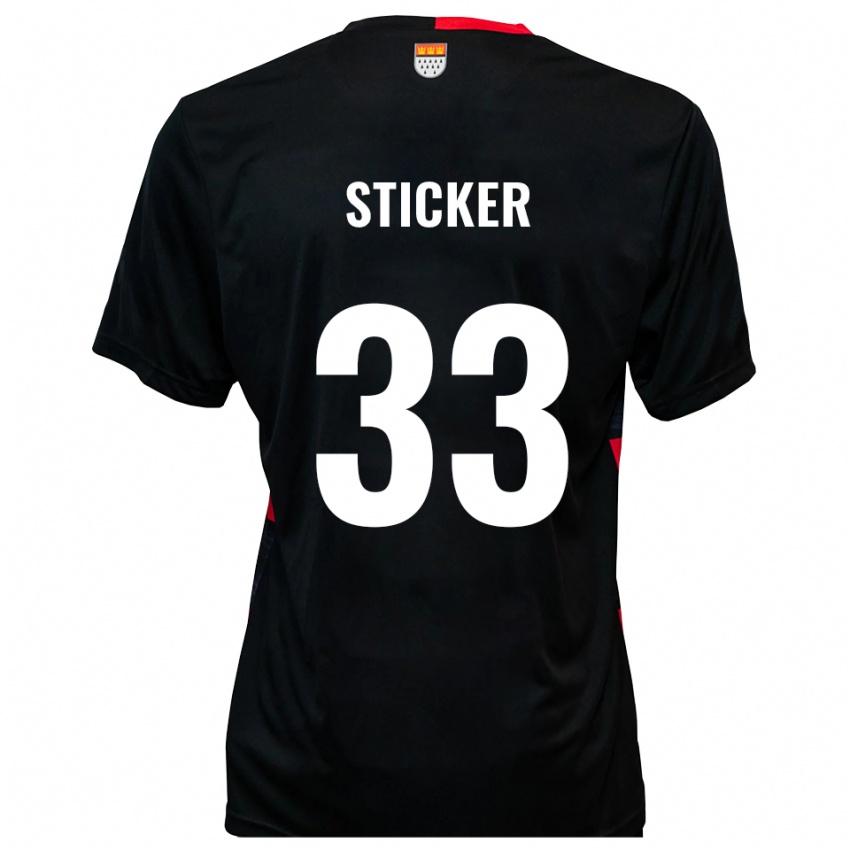 ילדים Jonah Sticker #33 שחור אדום ג'רזי ביתית 2025/26 חולצה קצרה