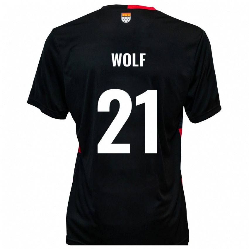 ילדים Lucas Wolf #21 שחור אדום ג'רזי ביתית 2025/26 חולצה קצרה