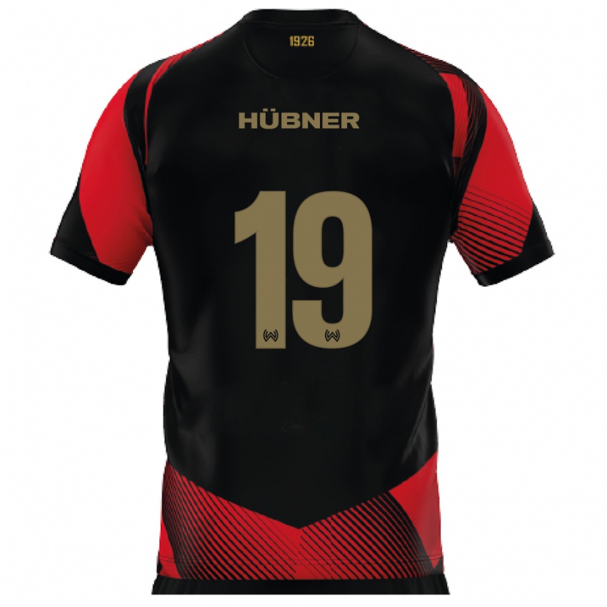 ילדים Florian Hübner #19 שחור אדום ג'רזי ביתית 2025/26 חולצה קצרה