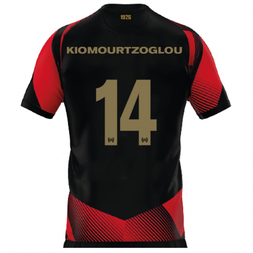 ילדים Orestis Kiomourtzoglou #14 שחור אדום ג'רזי ביתית 2025/26 חולצה קצרה