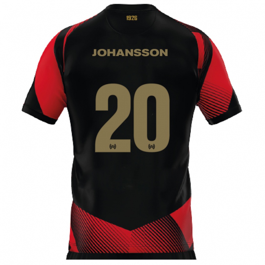 ילדים ריאן יוהנסון #20 שחור אדום ג'רזי ביתית 2025/26 חולצה קצרה