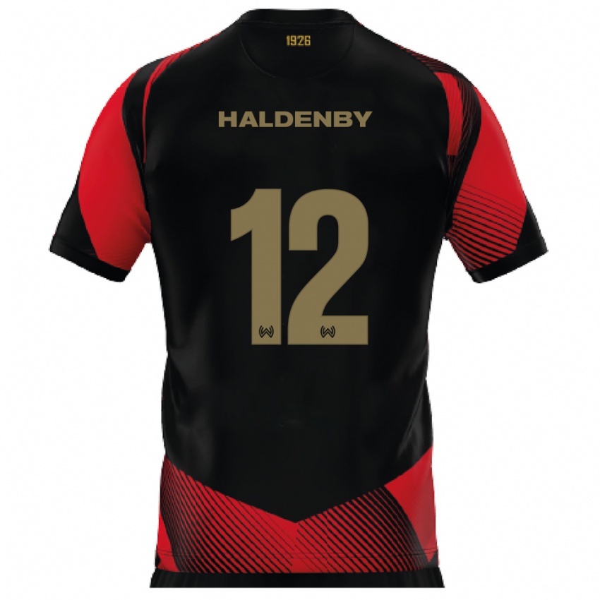 ילדים Ben Haldenby #12 שחור אדום ג'רזי ביתית 2025/26 חולצה קצרה