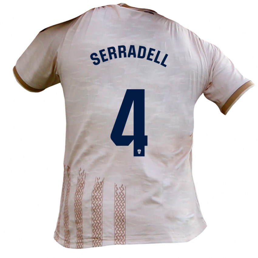 ילדים Álex Serradell #4 לבן מלוכלך חום הרחק ג'רזי 2025/26 חולצה קצרה