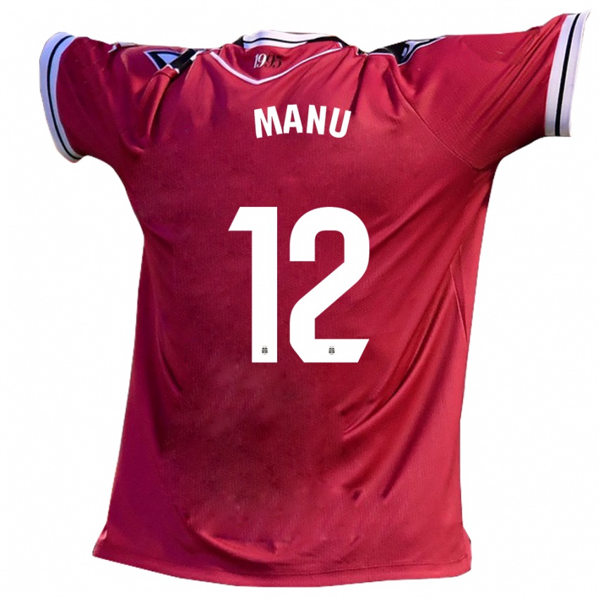 ילדים Manu Rodríguez #12 בורדו שחור הרחק ג'רזי 2025/26 חולצה קצרה