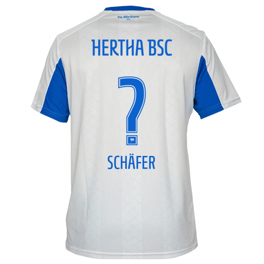 ילדים Daniel Schäfer #0 לבן כחול הרחק ג'רזי 2025/26 חולצה קצרה