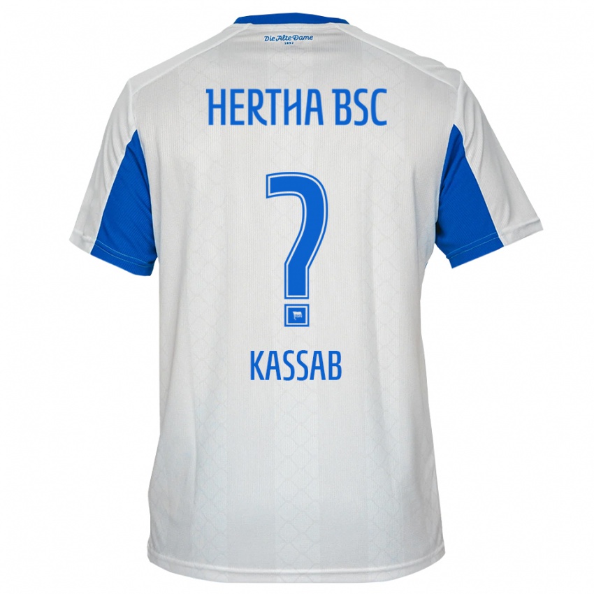 ילדים Hassan Kassab #0 לבן כחול הרחק ג'רזי 2025/26 חולצה קצרה