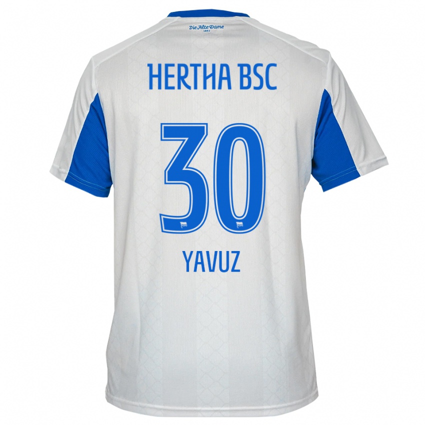 ילדים Senanur Yavuz #30 לבן כחול הרחק ג'רזי 2025/26 חולצה קצרה